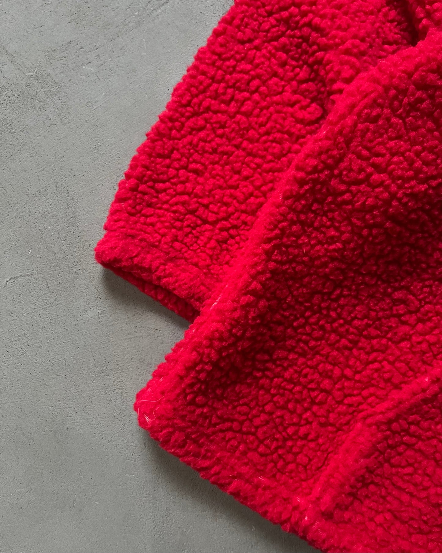 Années 80 - Sweat à capuche polaire rouge - XL