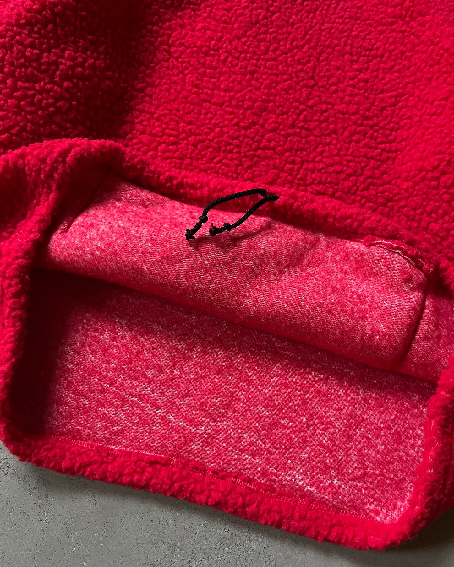 Années 80 - Sweat à capuche polaire rouge - XL