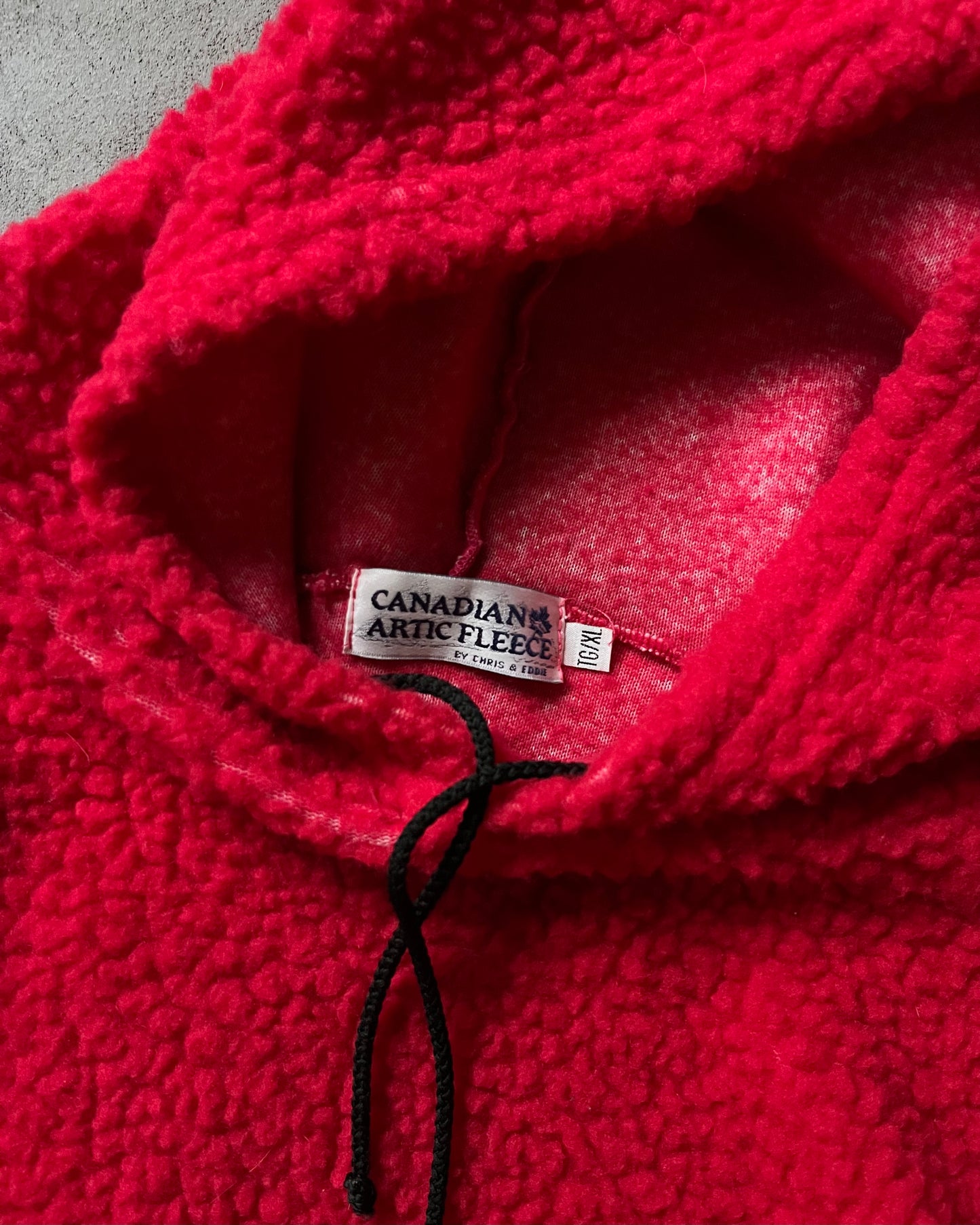 Années 80 - Sweat à capuche polaire rouge - XL
