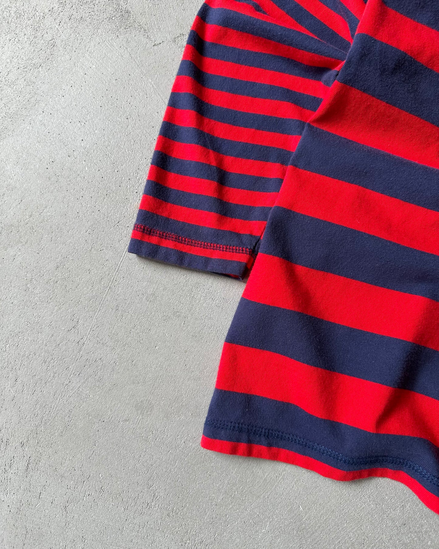 1990s - Navy/Red Striped 3/4 Sleeves - S/M