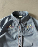 1970s - Mushrooms/Musical Notes Chambray Button Up - XS/S