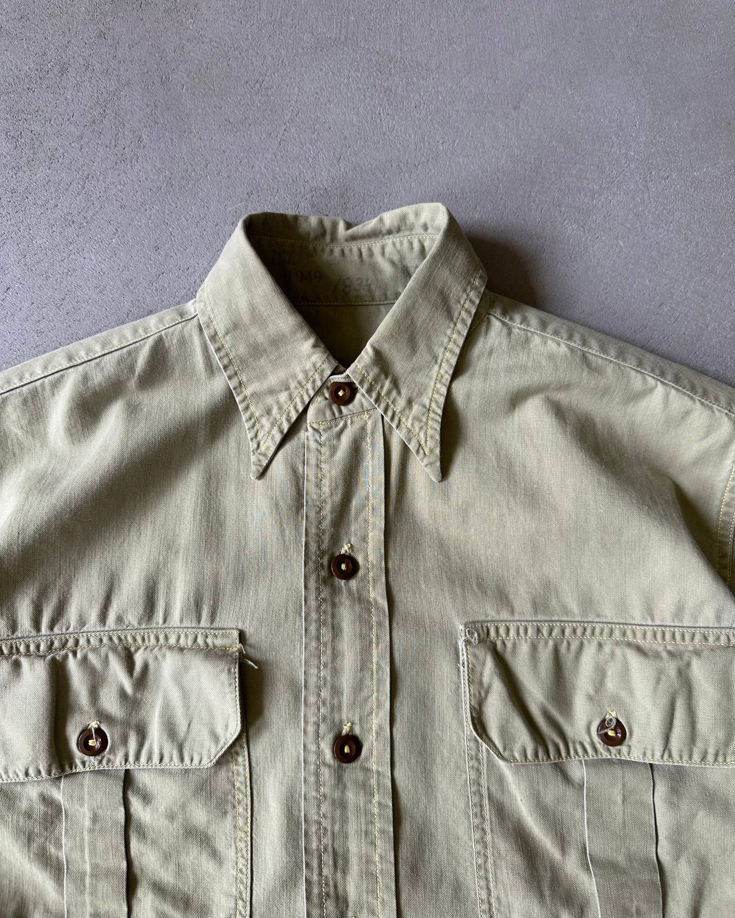 1940s - Green Military Shirt - S