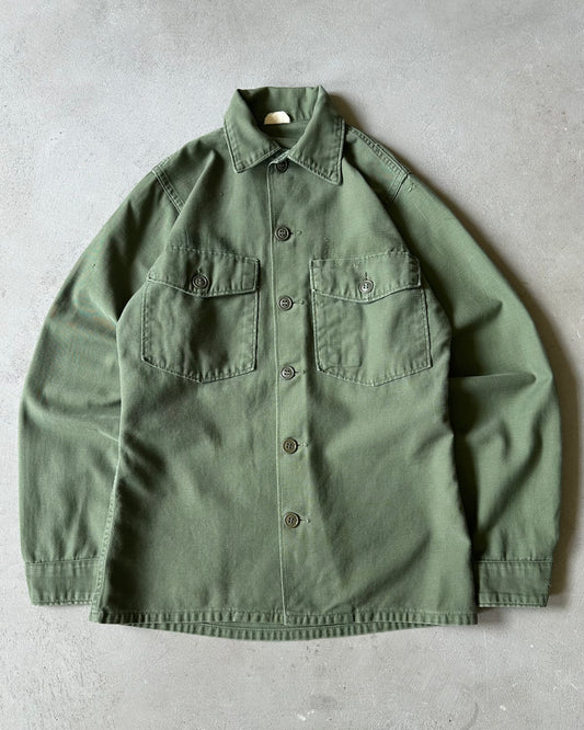 1970s - Distressed Green OG-107 Military Shirt - XS