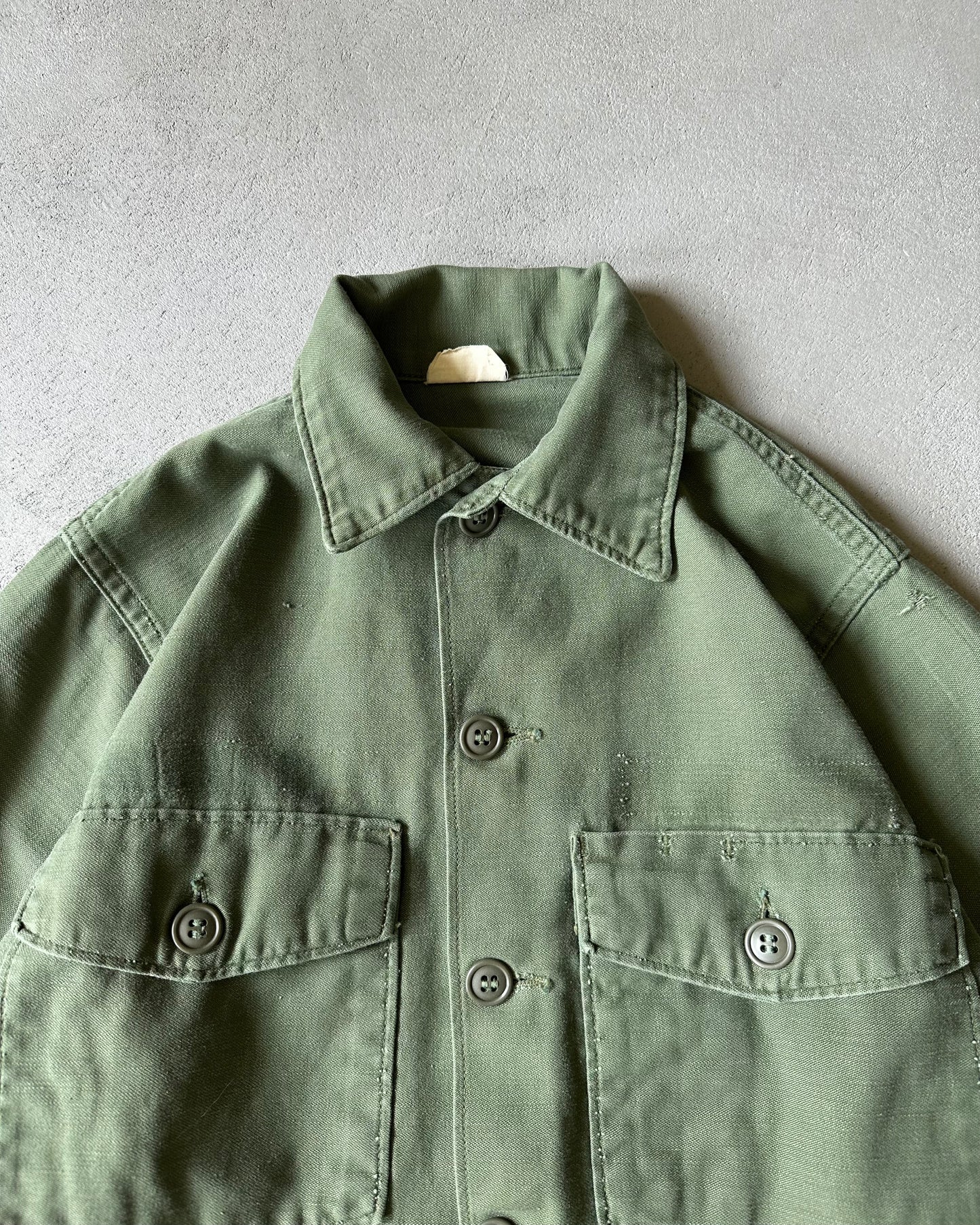1970s - Distressed Green OG-107 Military Shirt - XS