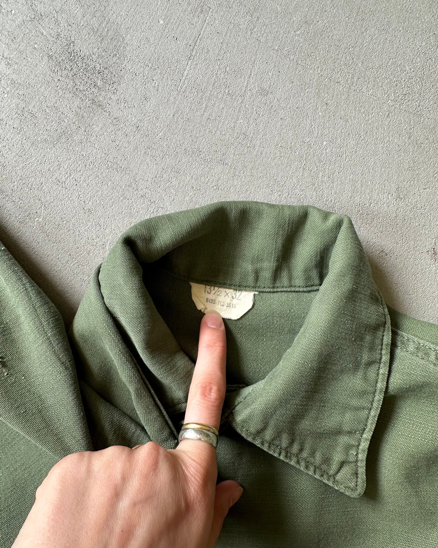1970s - Distressed Green OG-107 Military Shirt - XS