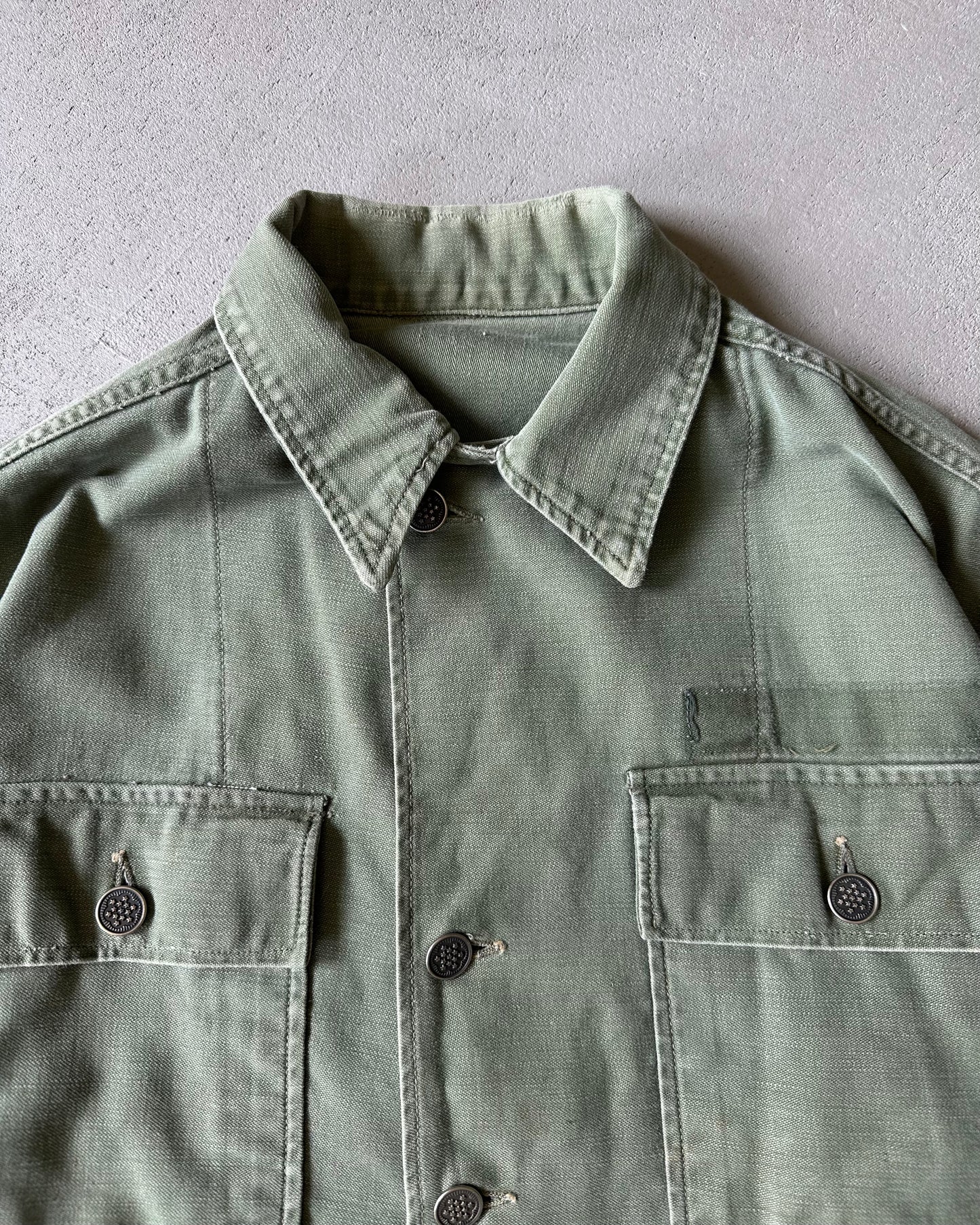 1960s - Green 13 Stars OG-107 Military Shirt - S