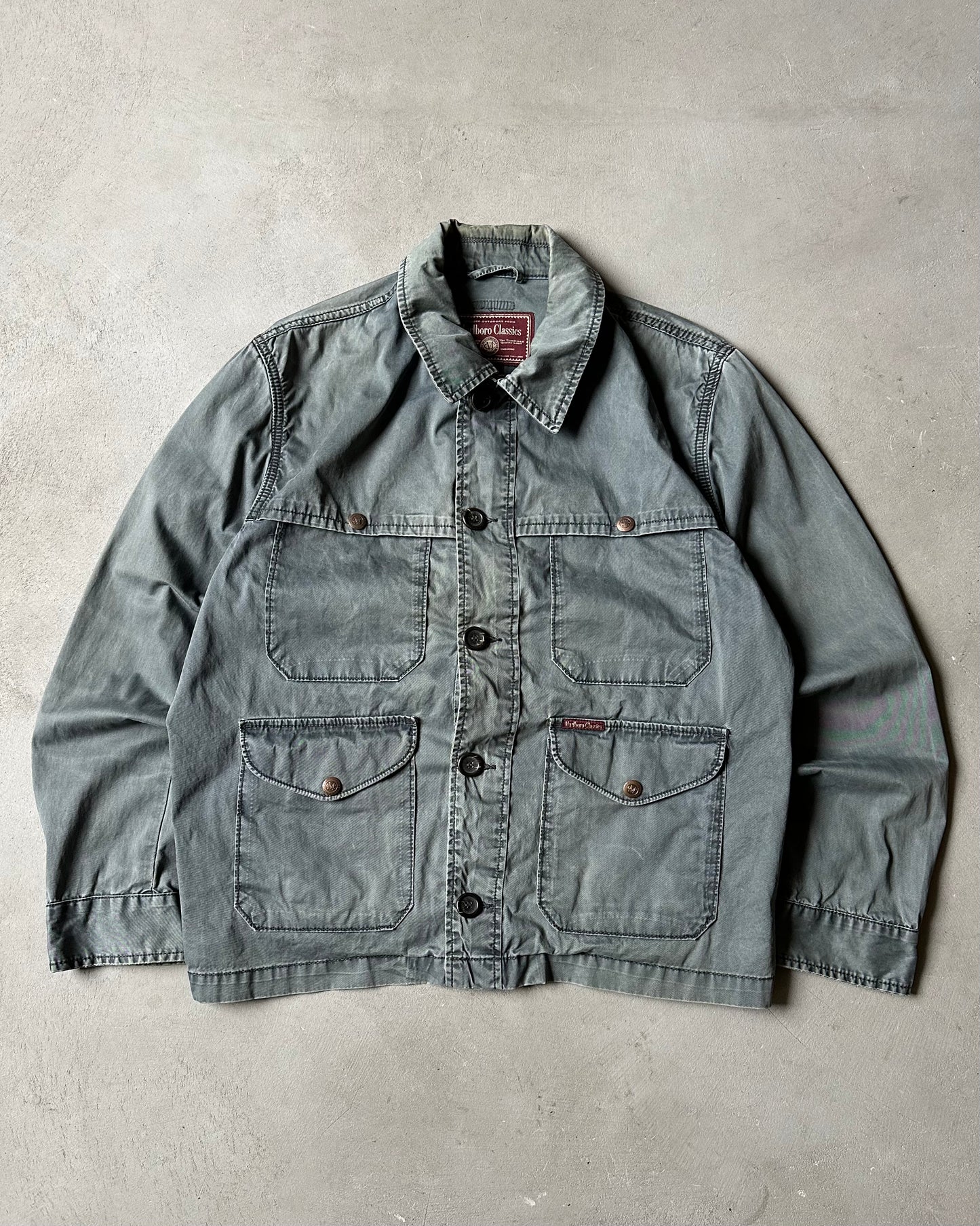 1990s - Faded Grey Marlboro Safari Over Coat - L