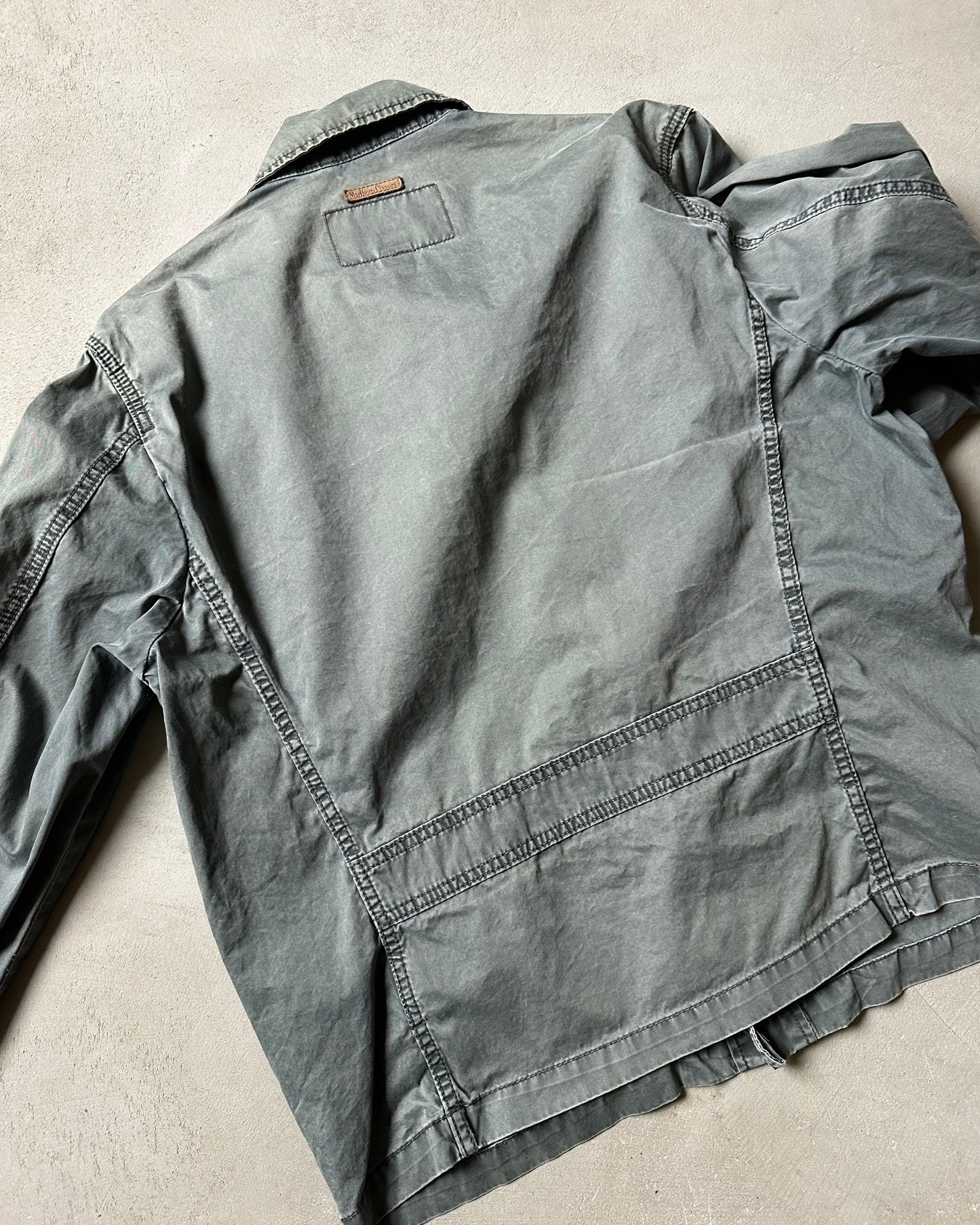 1990s - Faded Grey Marlboro Safari Over Coat - L