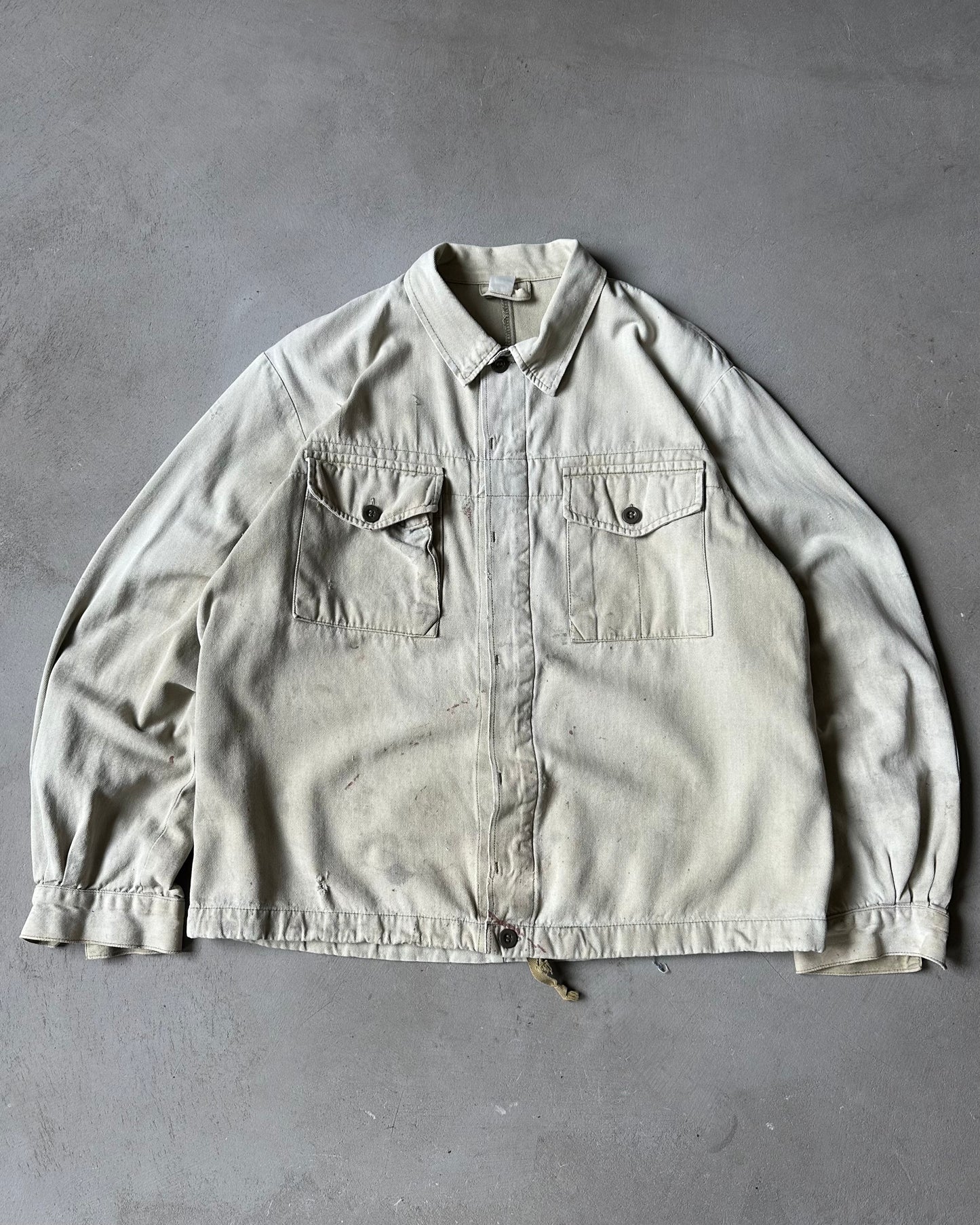 1980s - Distressed Beige Euro HBT Work Shirt - L