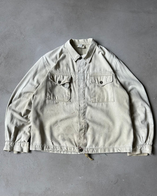 1980s - Distressed Beige Euro HBT Work Shirt - L