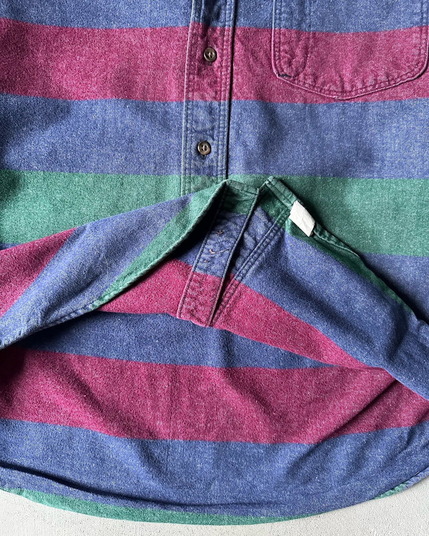 1990s - Navy/Red Eddie Bauer Striped Shirt - L