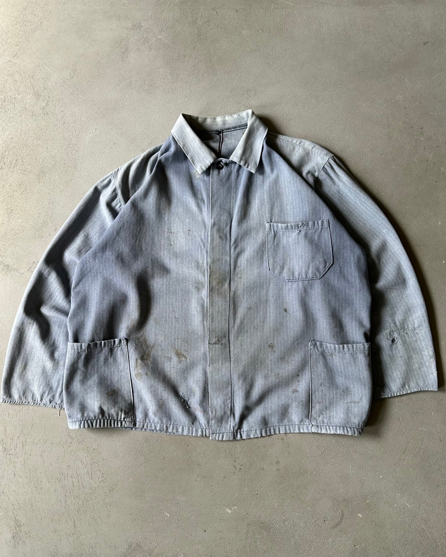 1970s - Distressed Blue HBT Euro Chore - S