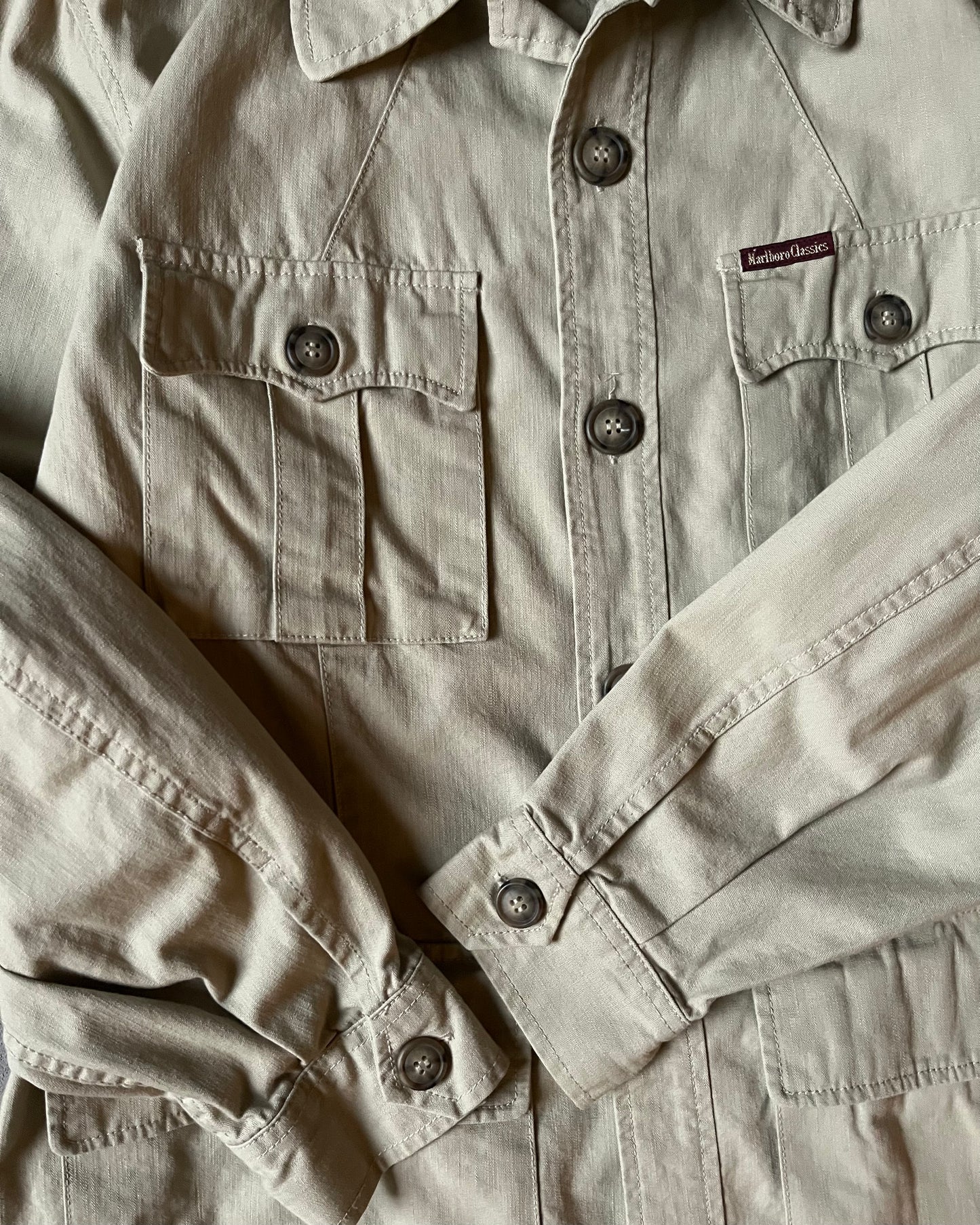 1990s - Beige Safari Marlboro Jacket - S