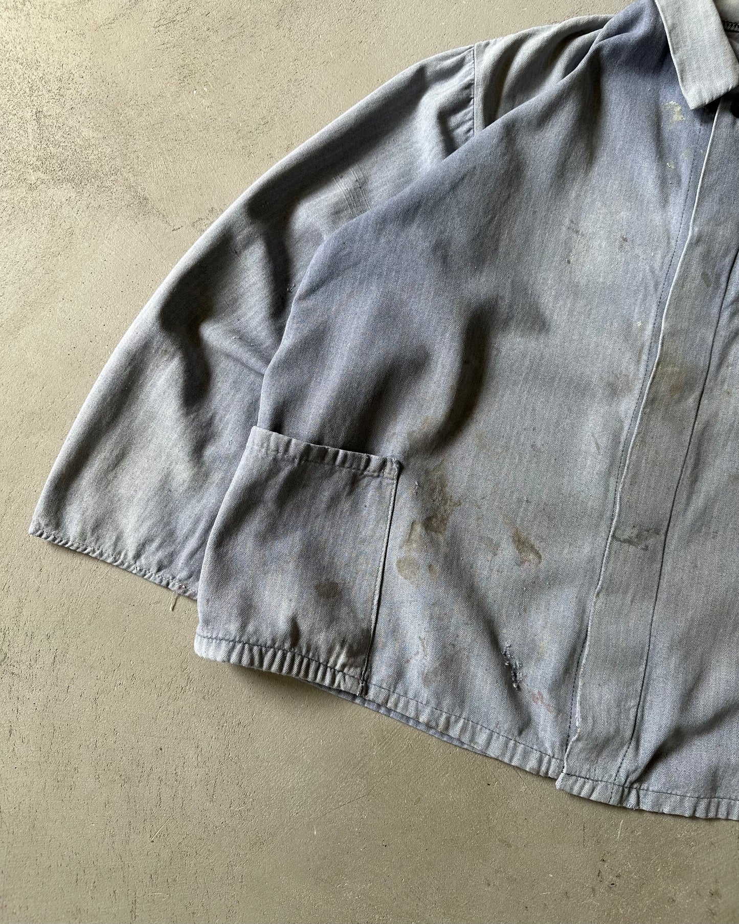 1970s - Distressed Blue HBT Euro Chore - S