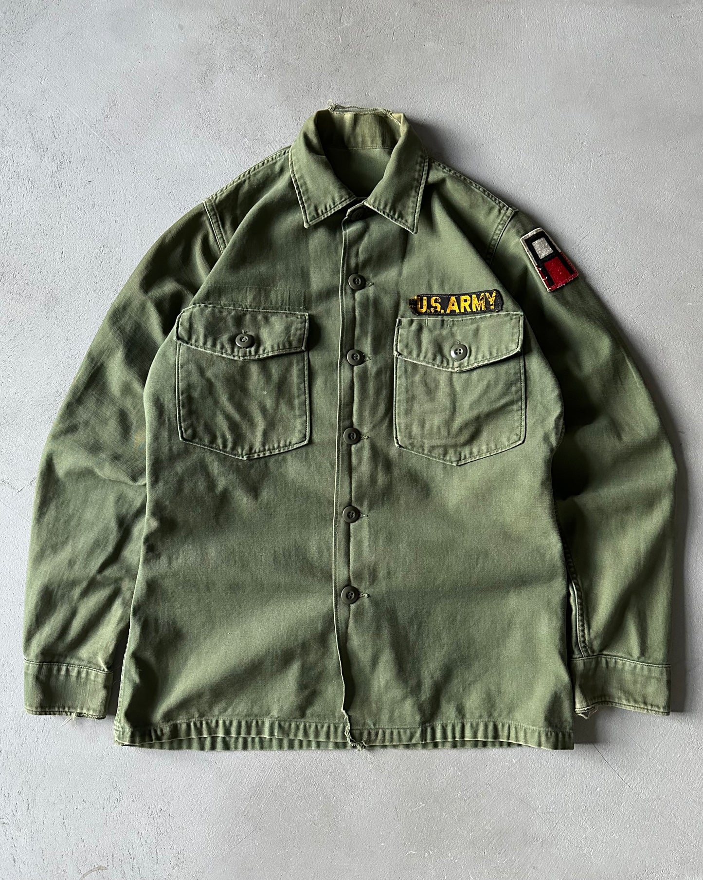 1970s - Green OG-107 Military Shirt - S