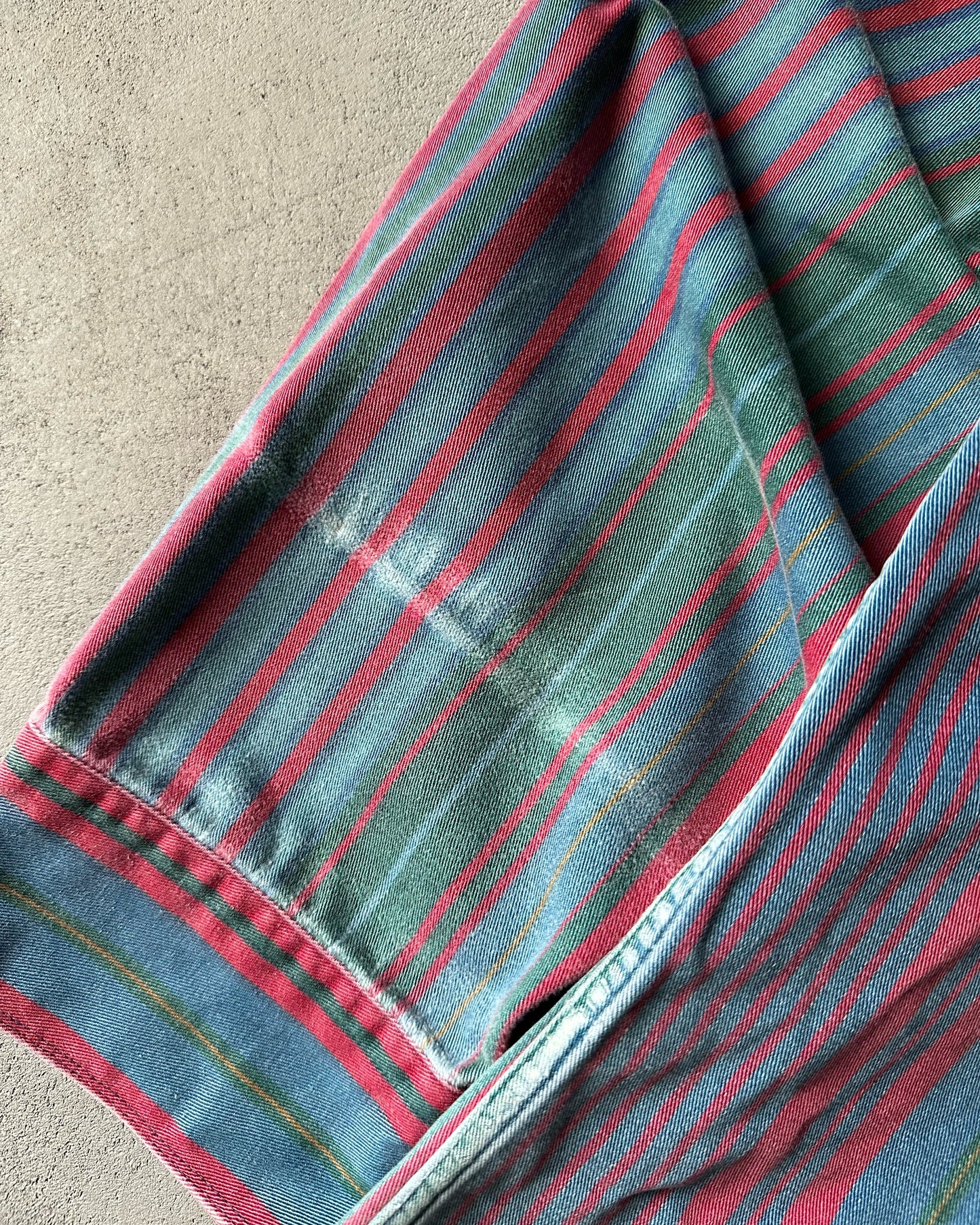 1990s - Distressed Blue/Green Woolrich Striped Shirt - XXL