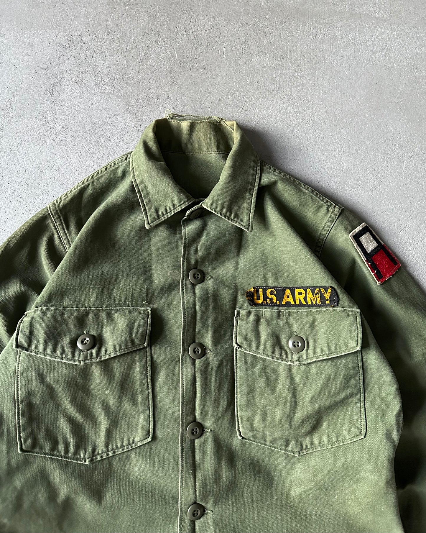 1970s - Green OG-107 Military Shirt - S