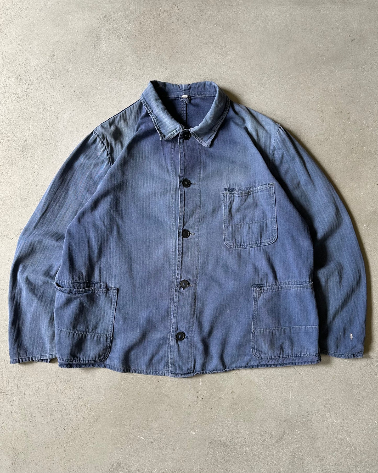 1970s - Distressed Faded Blue Euro Chore - M