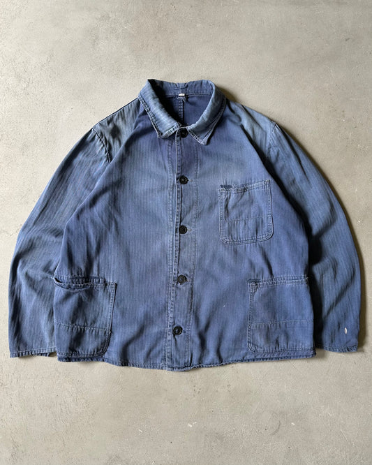 1970s - Distressed Faded Blue Euro Chore - M