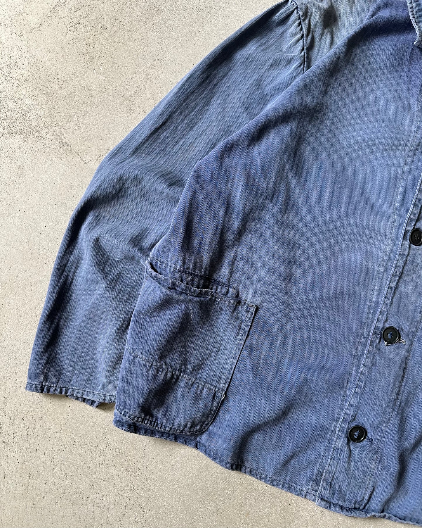 1970s - Distressed Faded Blue Euro Chore - M