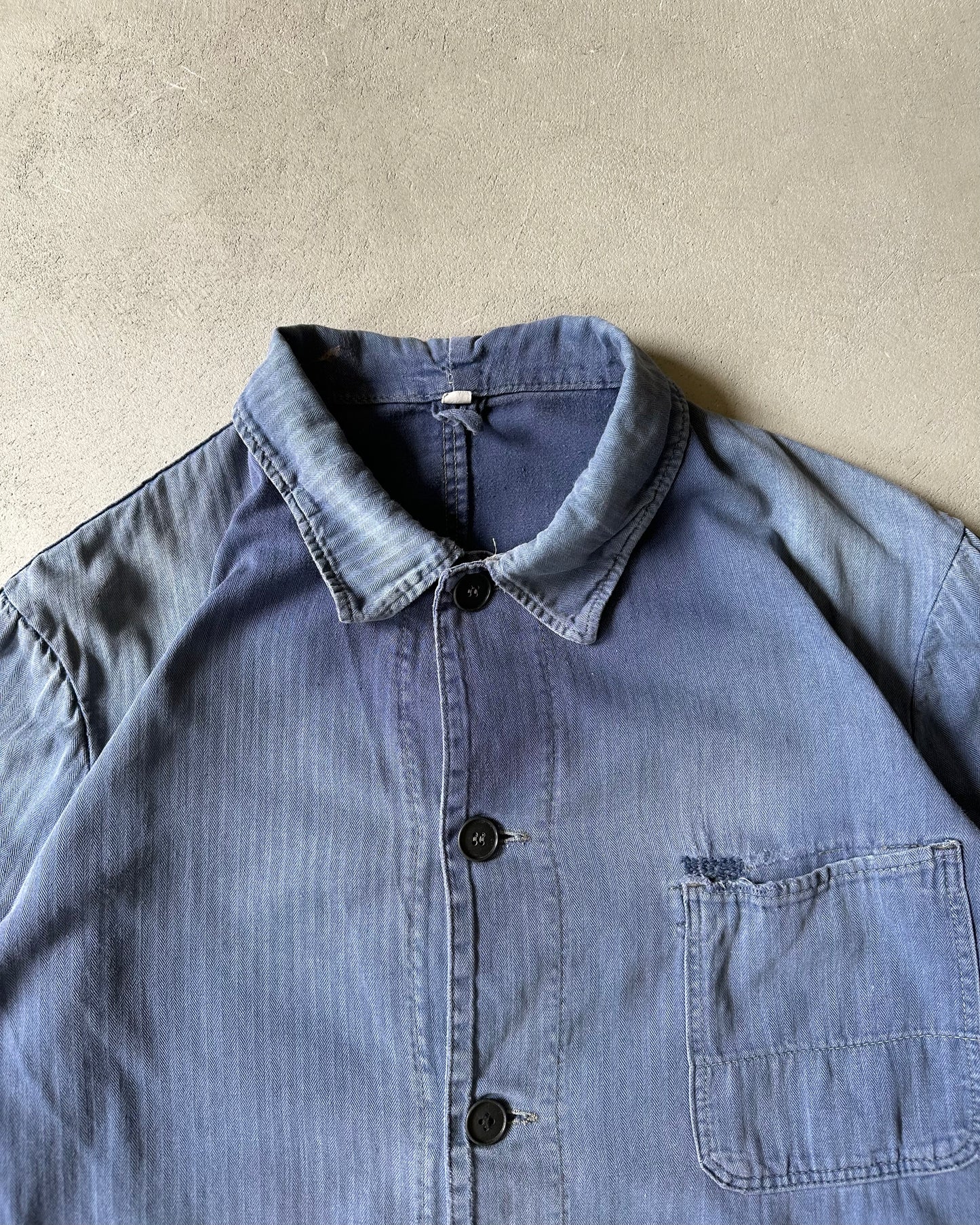 1970s - Distressed Faded Blue Euro Chore - M