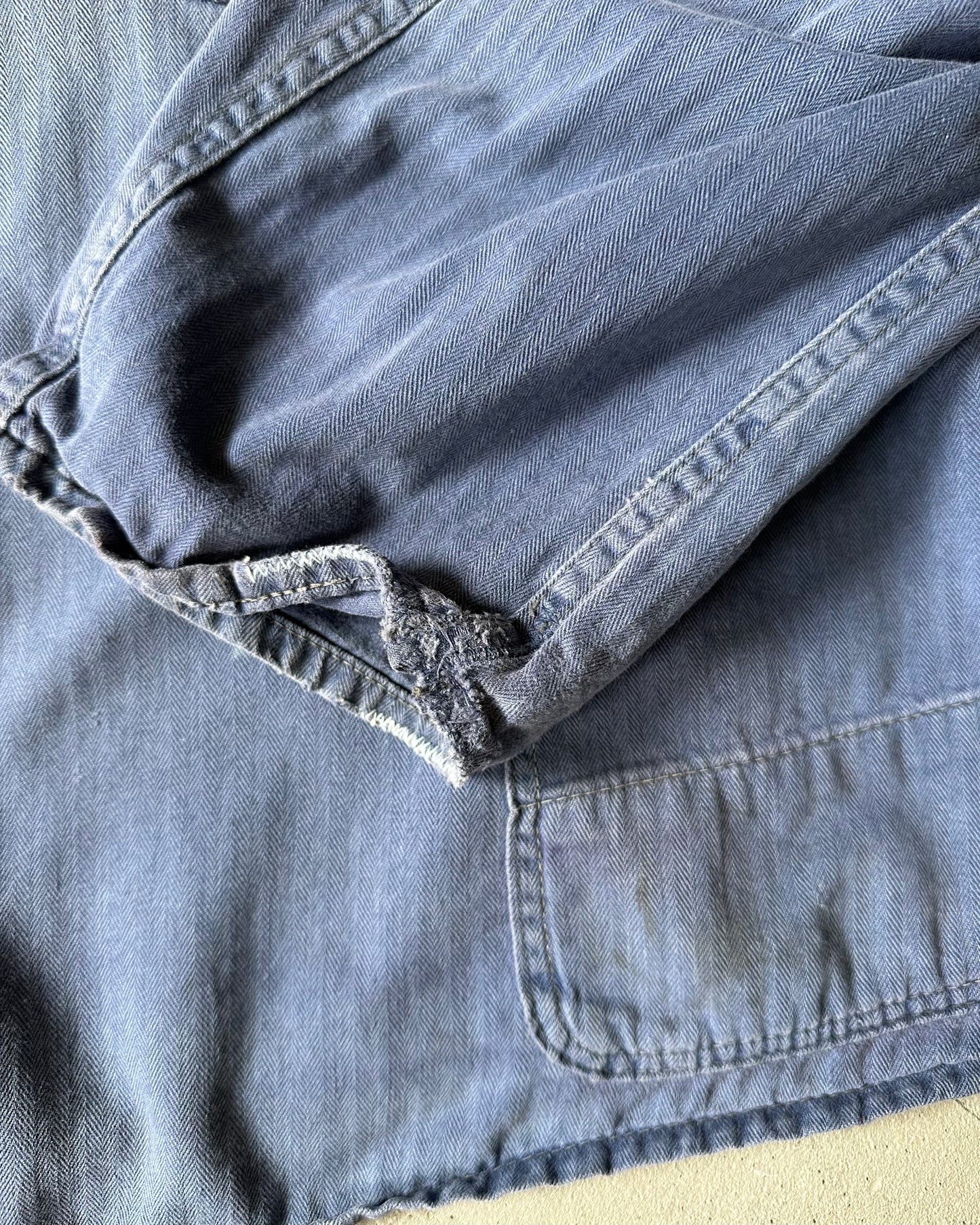 1970s - Distressed Faded Blue Euro Chore - M