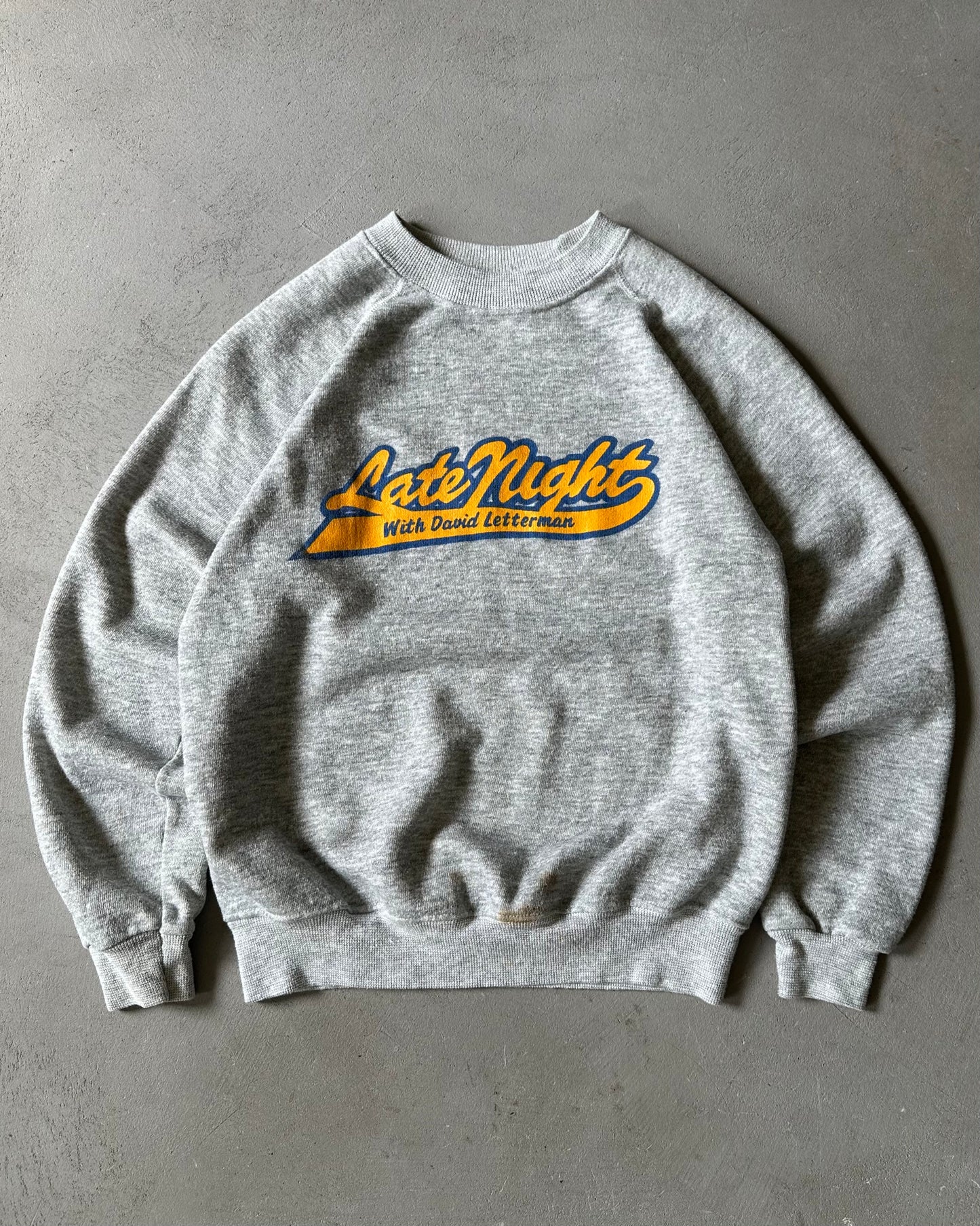 1990s - Heather Grey Late Night Raglan Crewneck - XS