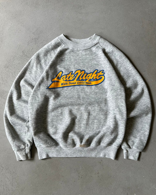 1990s - Heather Grey Late Night Raglan Crewneck - XS