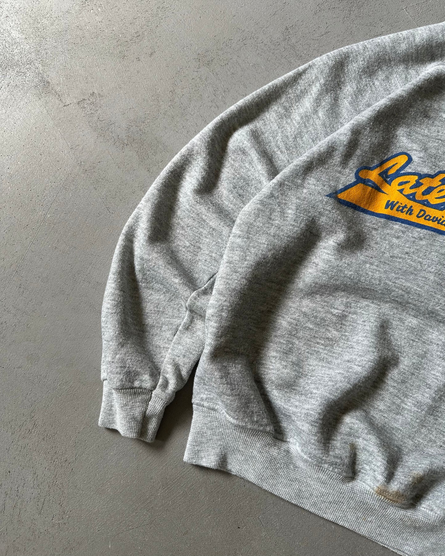 1990s - Heather Grey Late Night Raglan Crewneck - XS