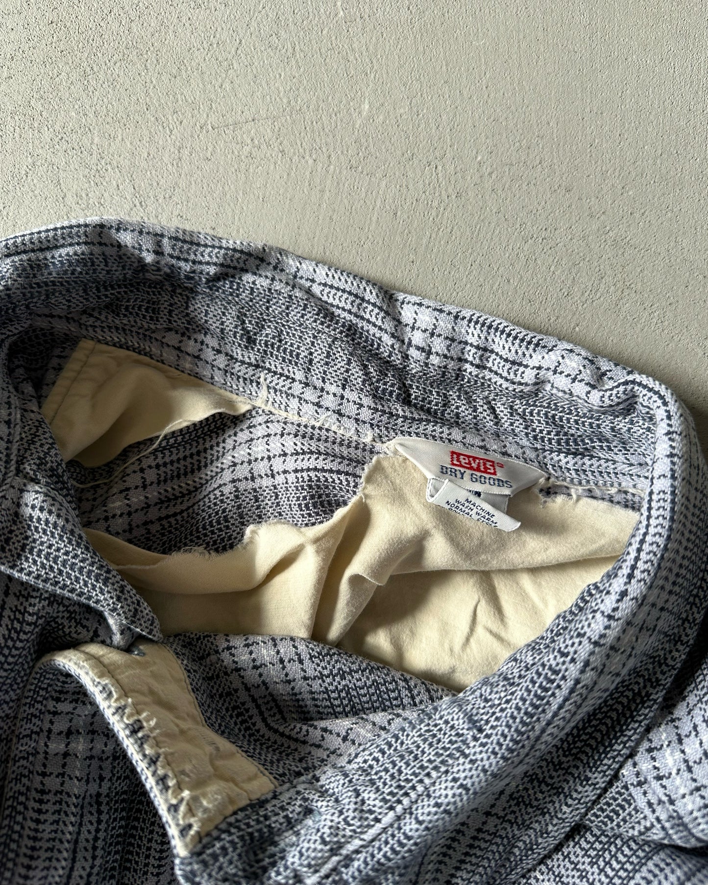 1990s - Navy/White Levi's Striped Flannel - XL