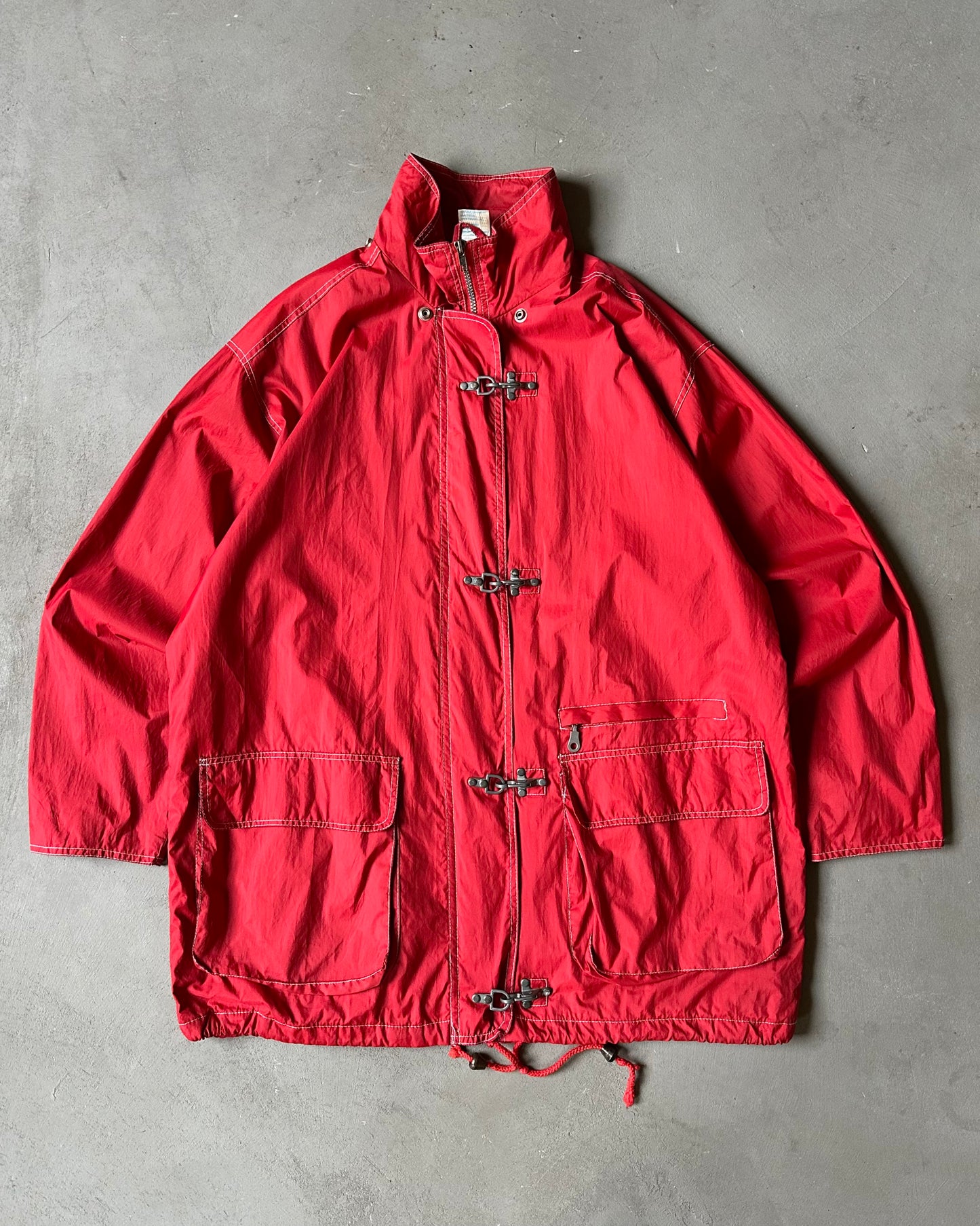 1990s - Red Nylon Fireman Light Jacket - S/M