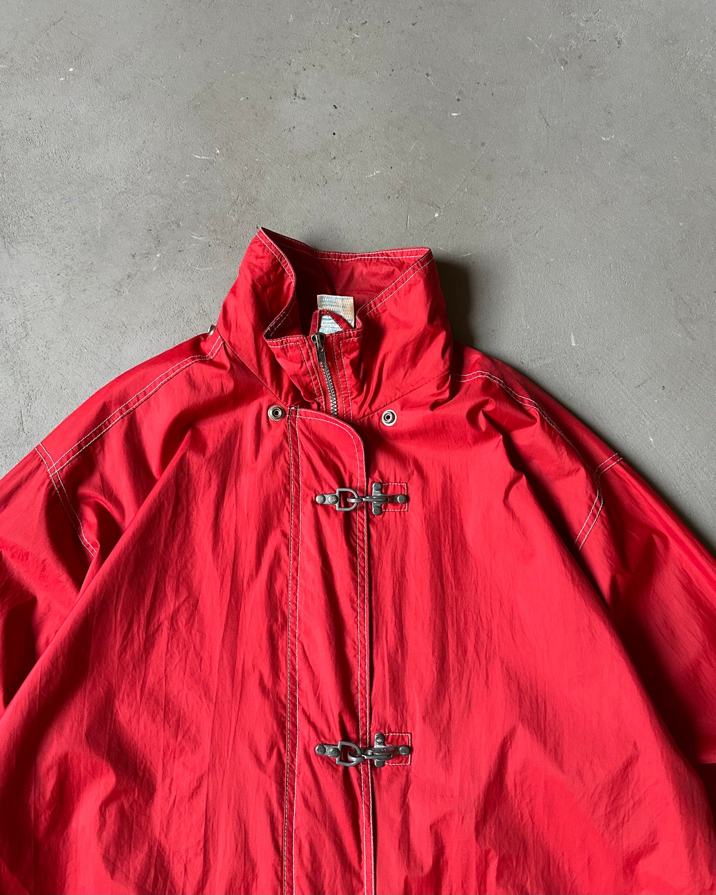 1990s - Red Nylon Fireman Light Jacket - S/M