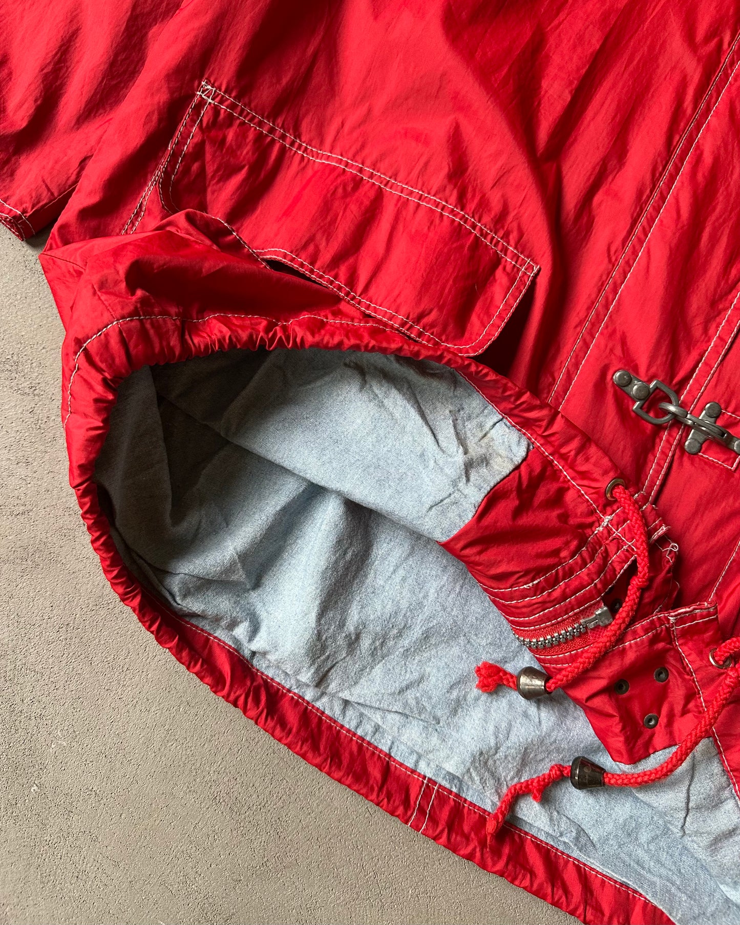1990s - Red Nylon Fireman Light Jacket - S/M