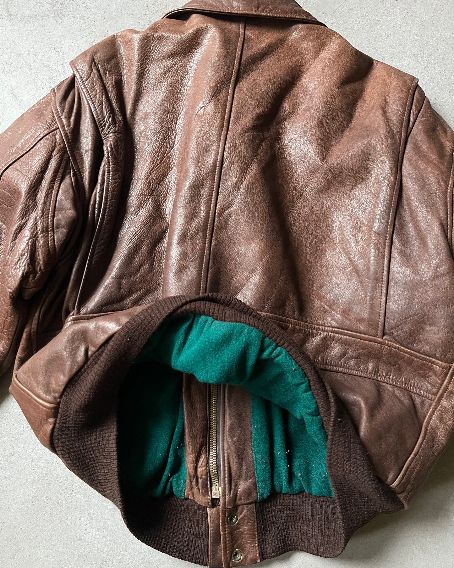 1990s - Brown Aviator Leather Jacket - L
