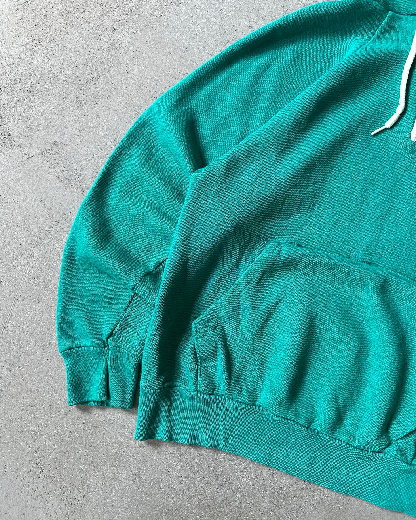 1970s - Distressed Teal 1/4-Zip Raglan Hoodie - XS