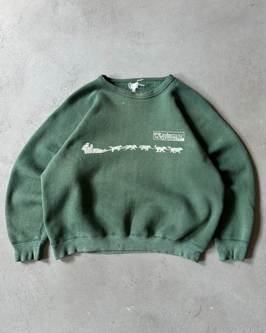 1960s - Faded Green North By Northwest Raglan Crewneck - S