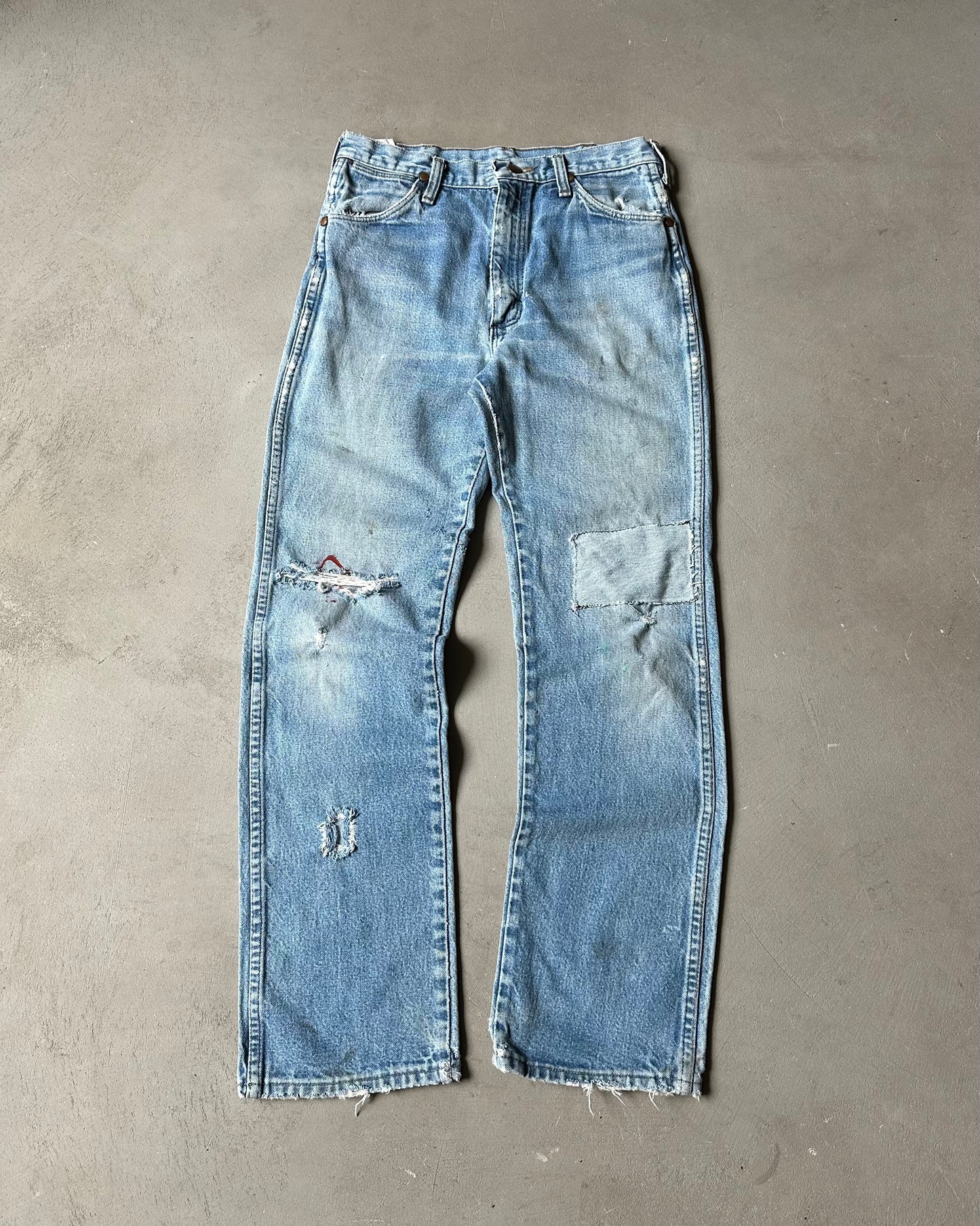 1980s - Distressed Patchwork Wrangler Jeans - 29x30