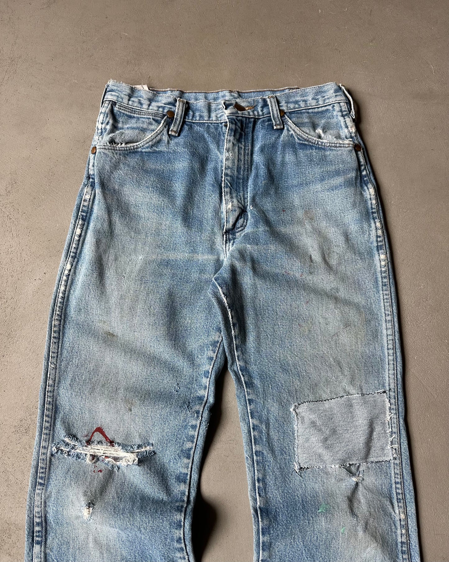 1980s - Distressed Patchwork Wrangler Jeans - 29x30
