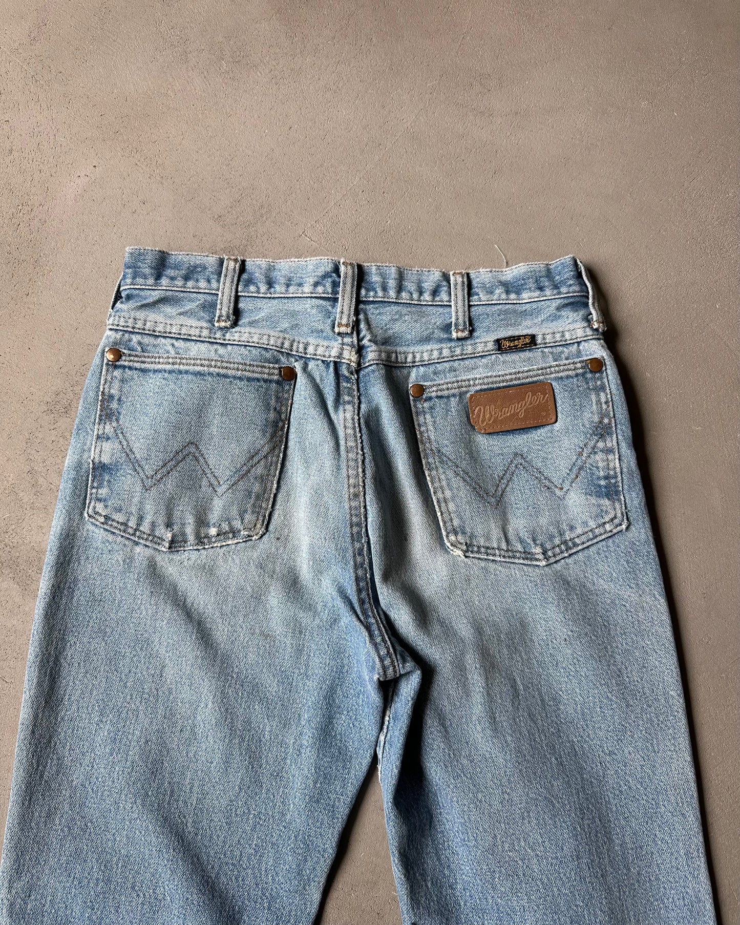 1980s - Distressed Patchwork Wrangler Jeans - 29x30