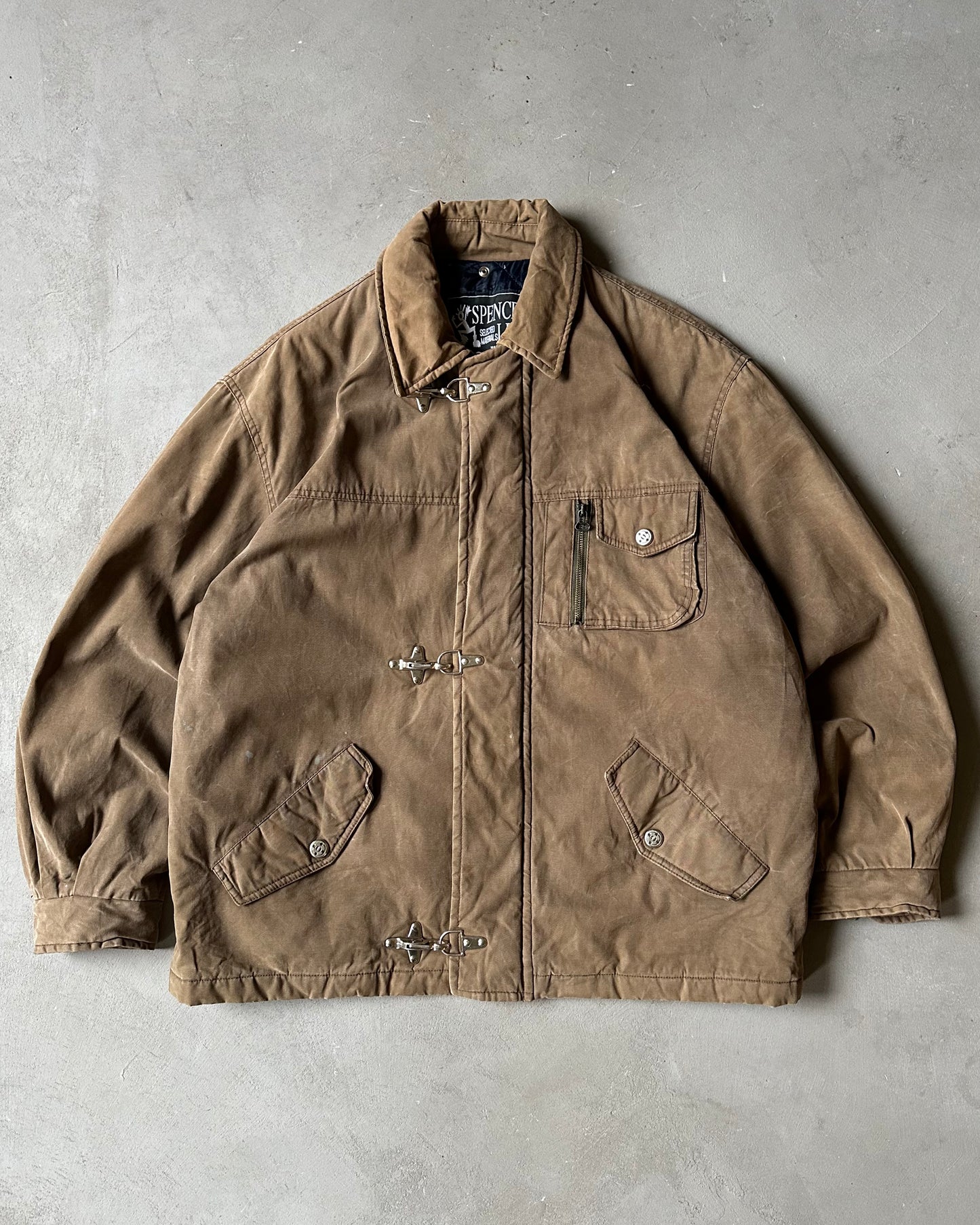 1990s - Light Brown Quilted Fireman Coat - XL