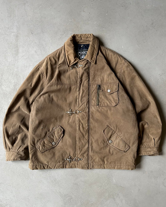 1990s - Light Brown Quilted Fireman Coat - XL