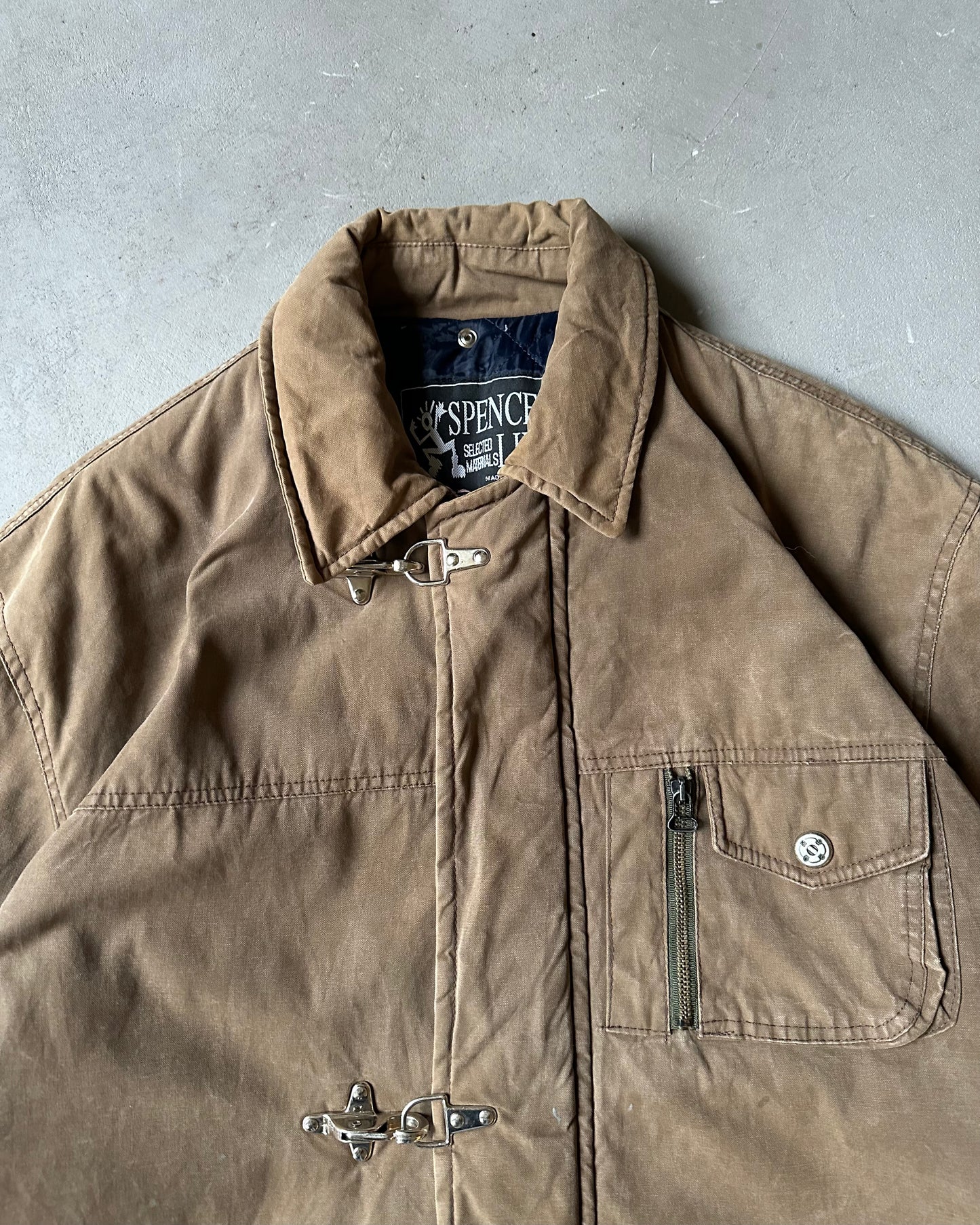 1990s - Light Brown Quilted Fireman Coat - XL
