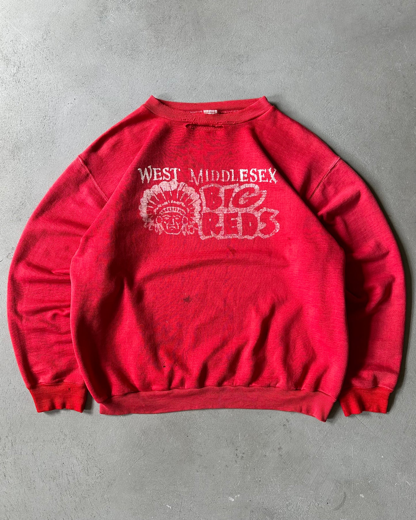 1970s - Distressed Red Big Reds Crewneck - S/M