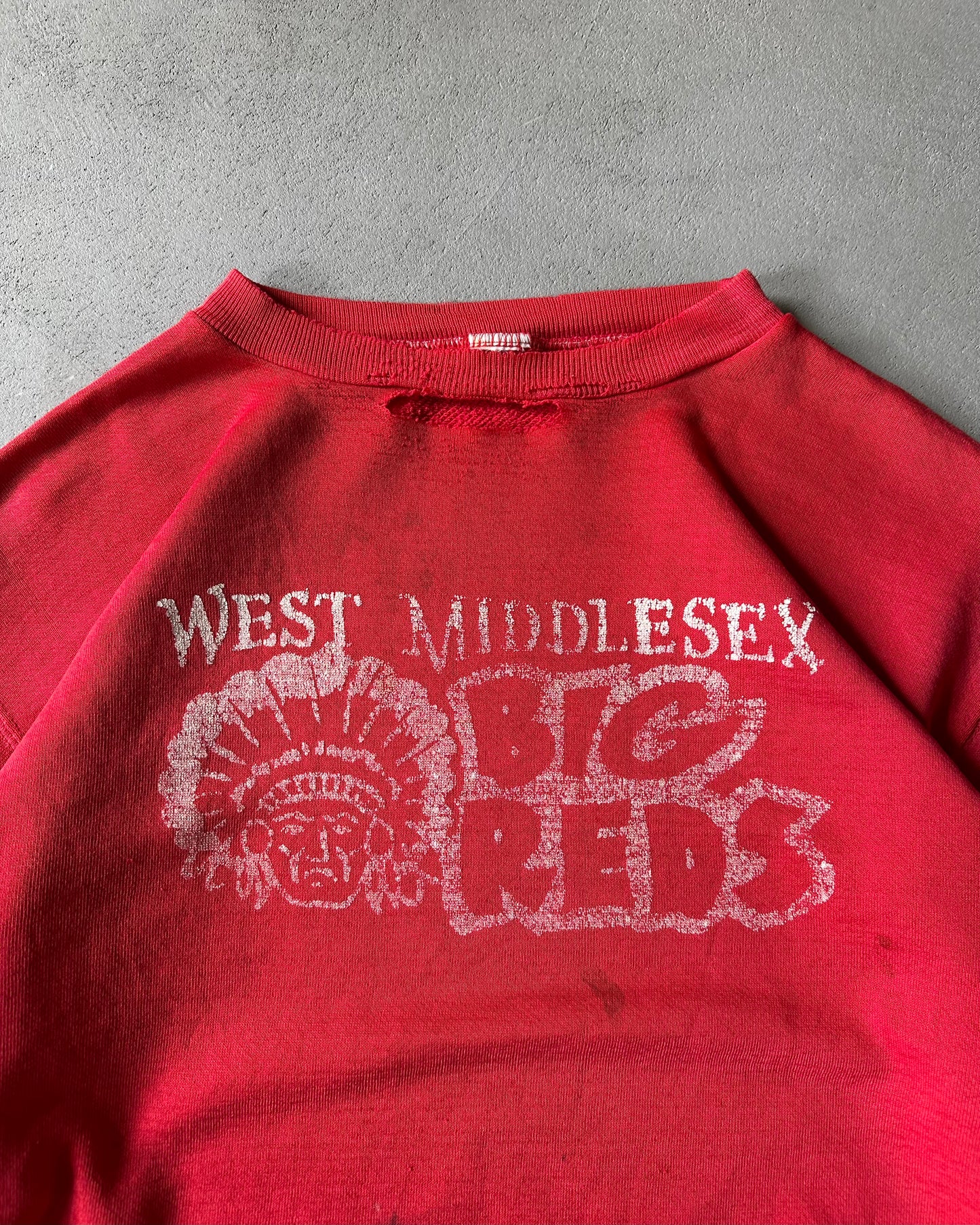 1970s - Distressed Red Big Reds Crewneck - S/M
