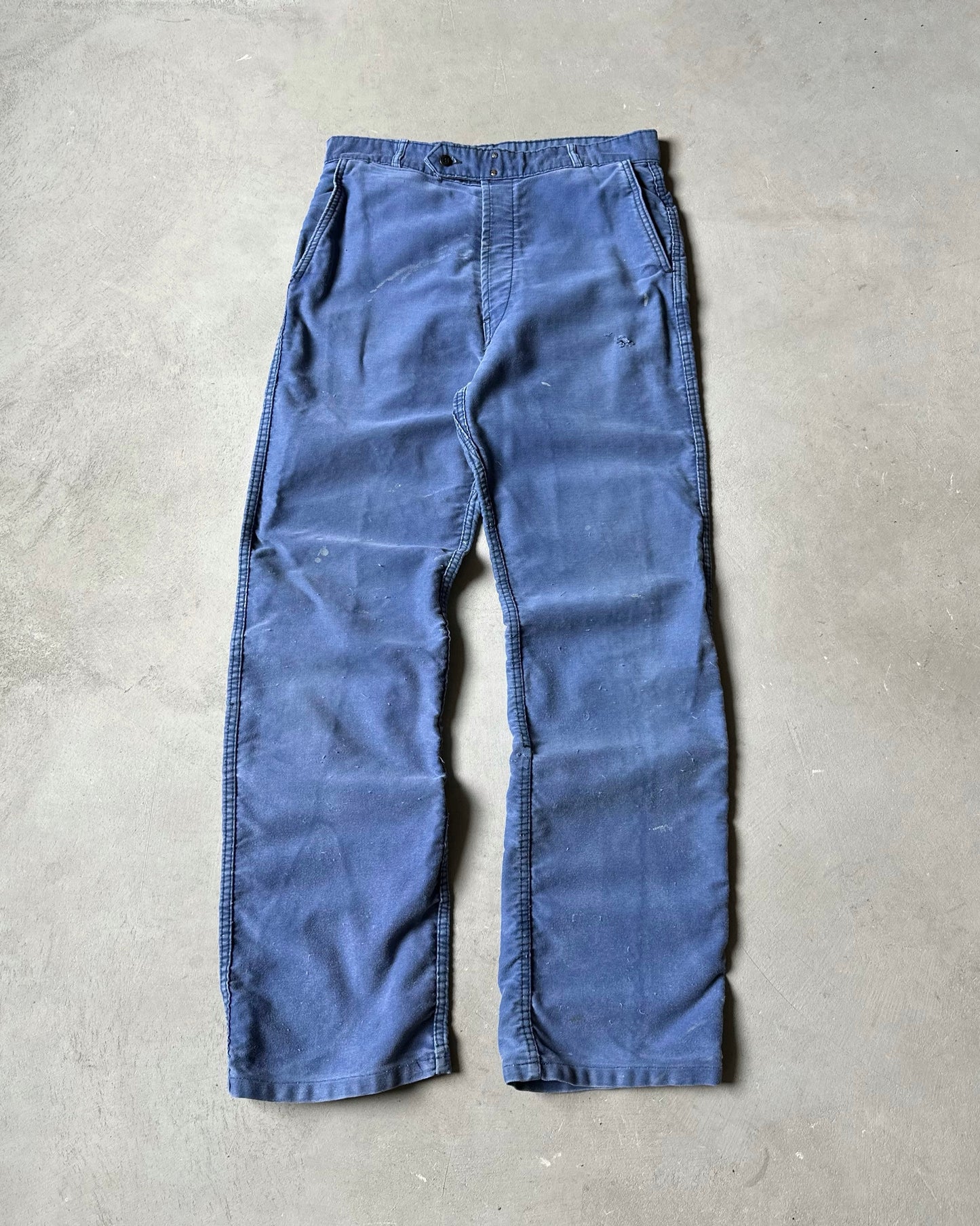 1970s - Distressed Blue Adolphe Lafont French Trousers - 32x31
