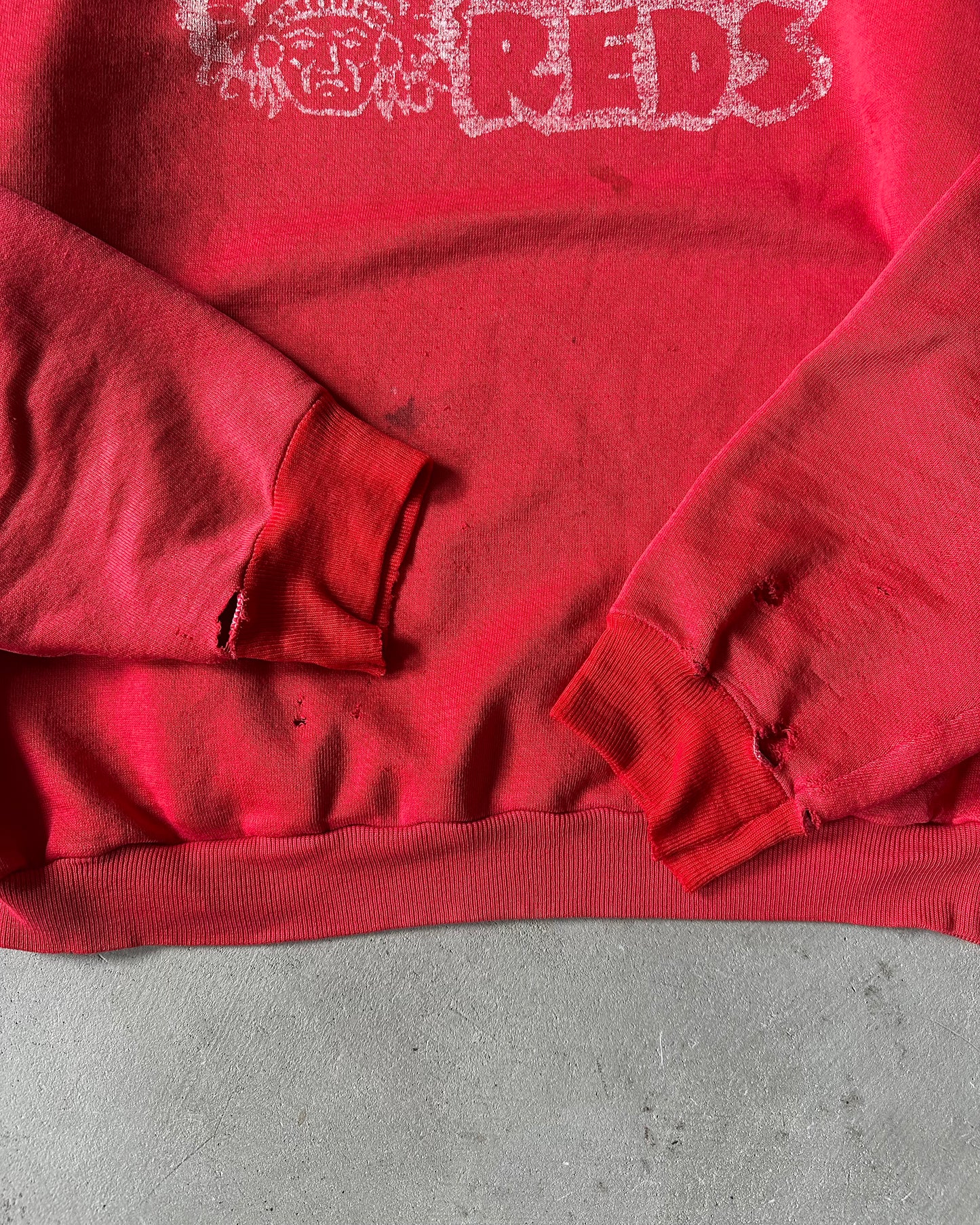 1970s - Distressed Red Big Reds Crewneck - S/M