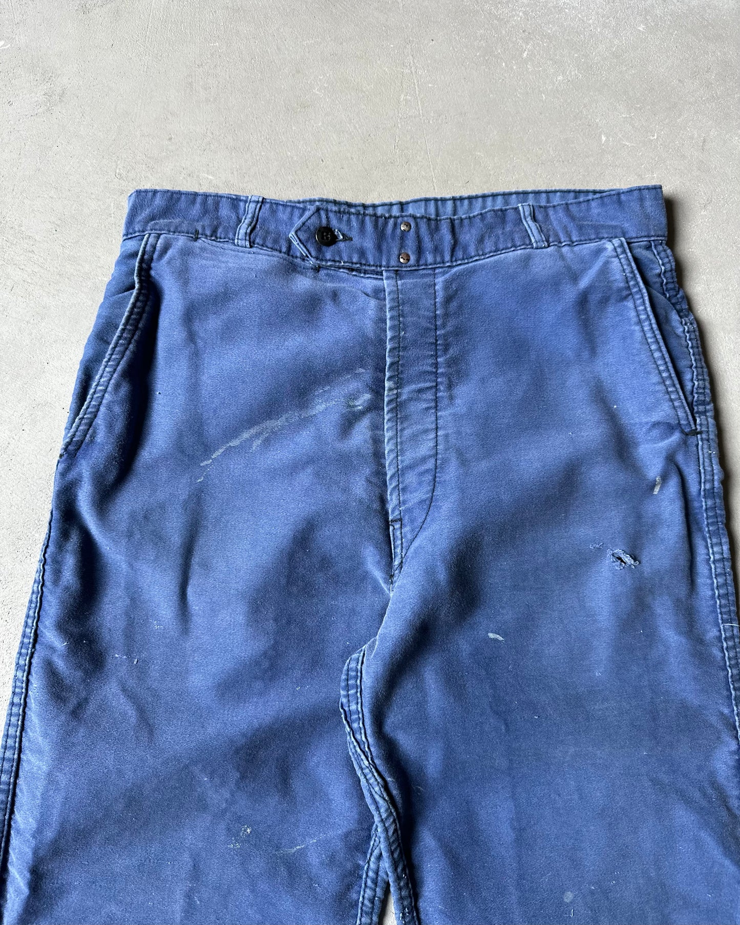 1970s - Distressed Blue Adolphe Lafont French Trousers - 32x31
