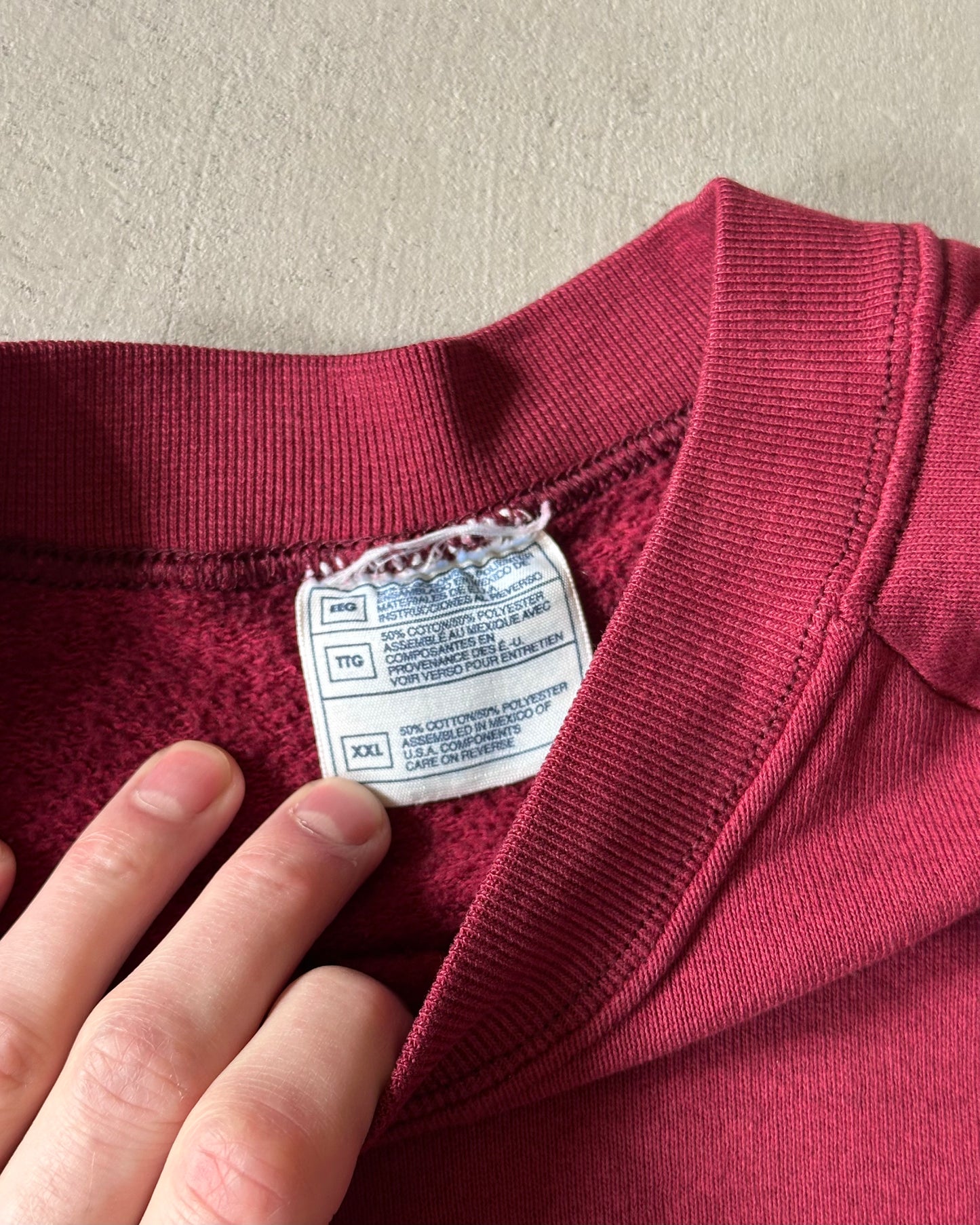 1990s - Faded Burgundy NYC Raglan Crewneck - XL