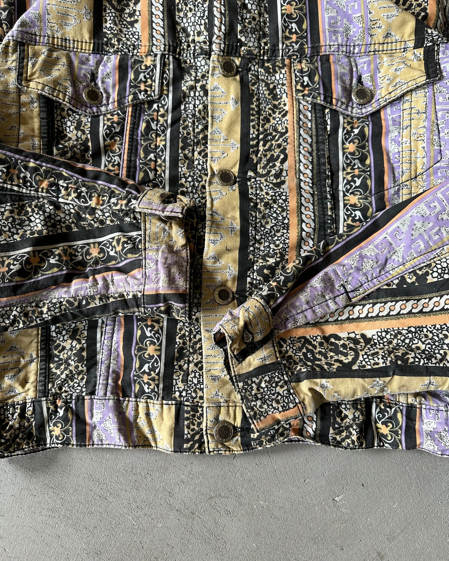 1980s - Black/Multi Royal Faks Trucker Jacket - (W)L