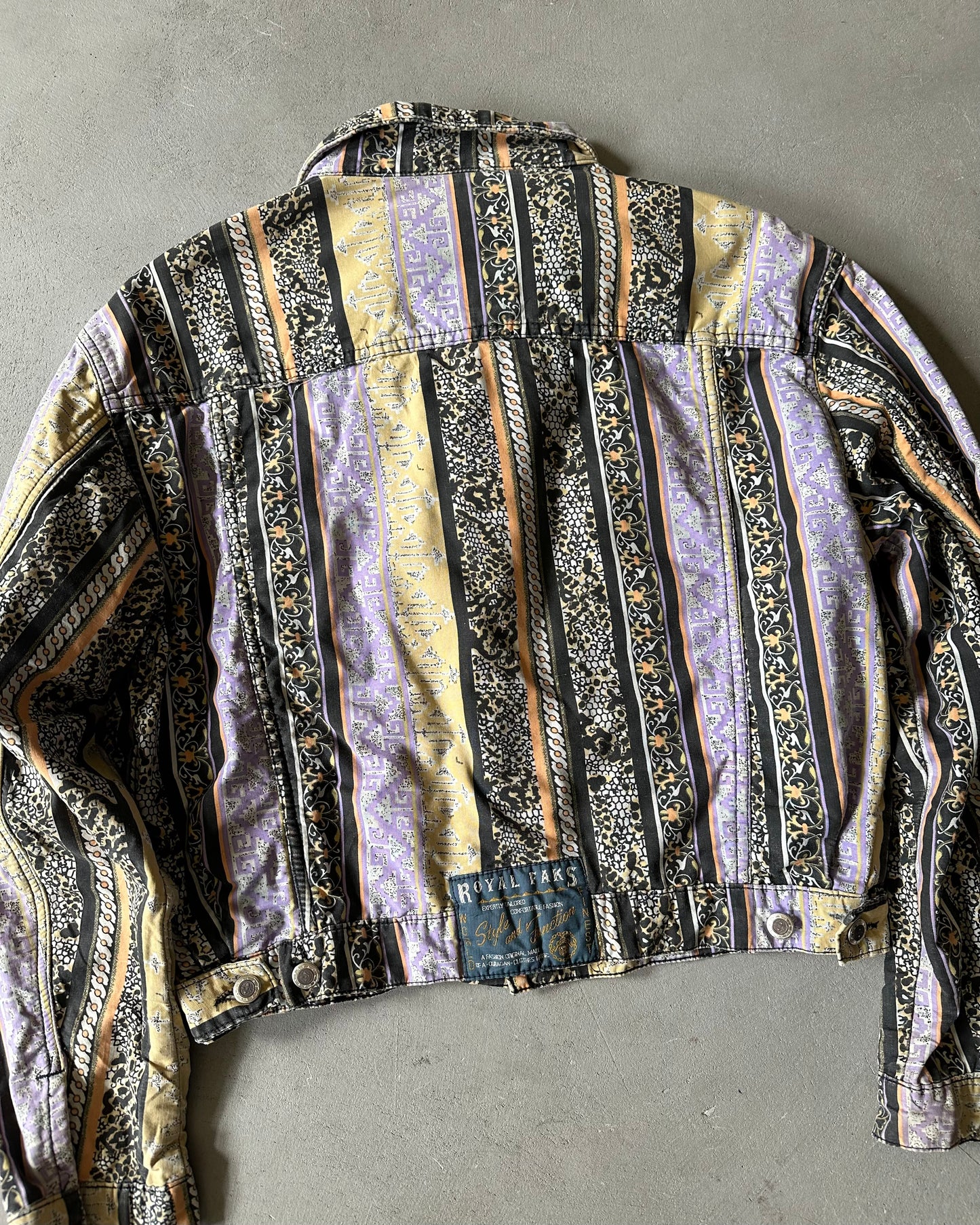 1980s - Black/Multi Royal Faks Trucker Jacket - (W)L